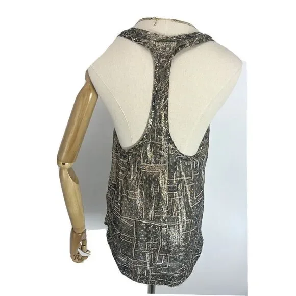 Isabel Marant x H&M Metallic Racer Back Tank Top Size 4 US Grommet Studs Unique - Picture 5 of 11
